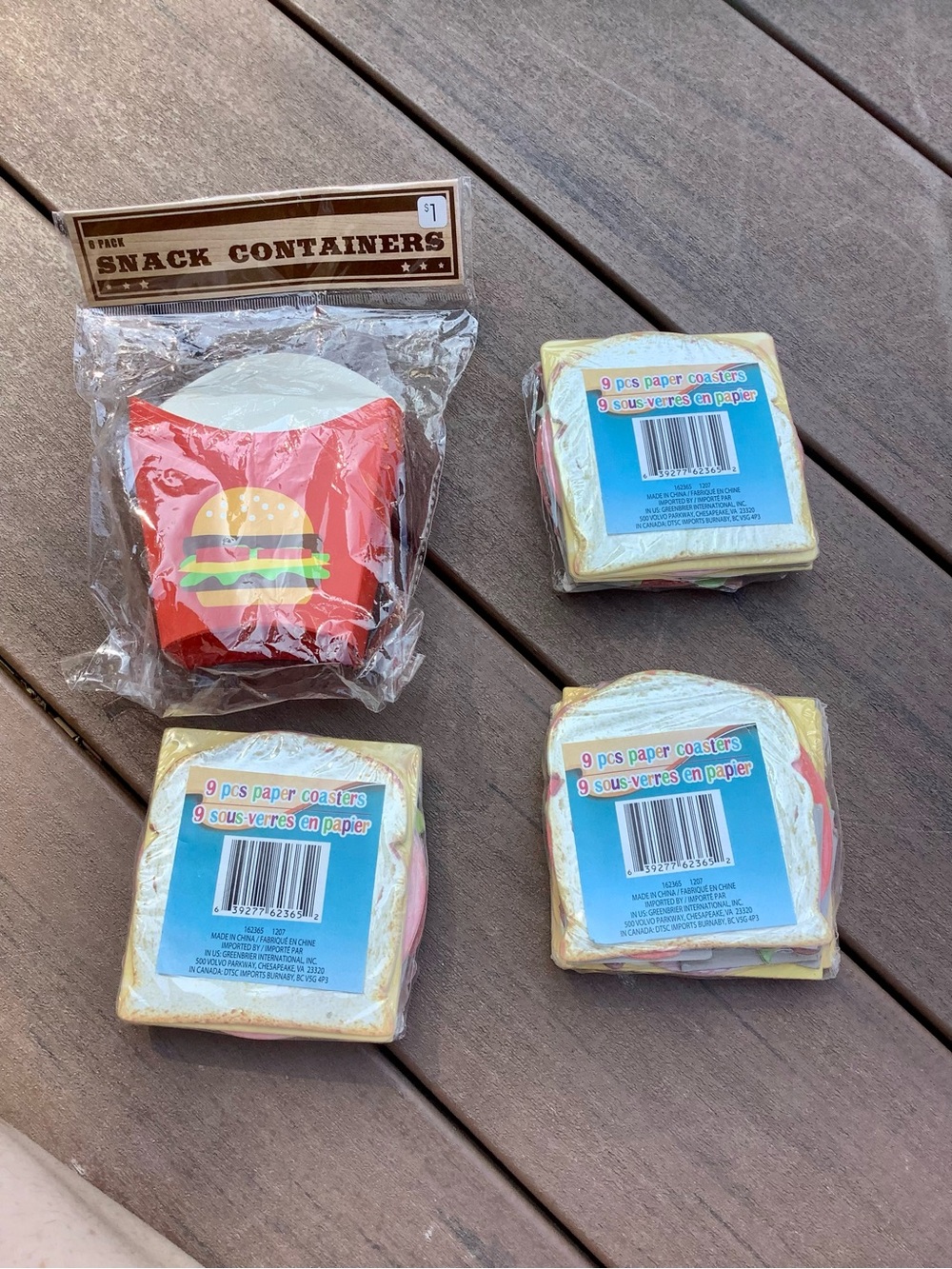 Square Burger Paper Coasters and Snack Container